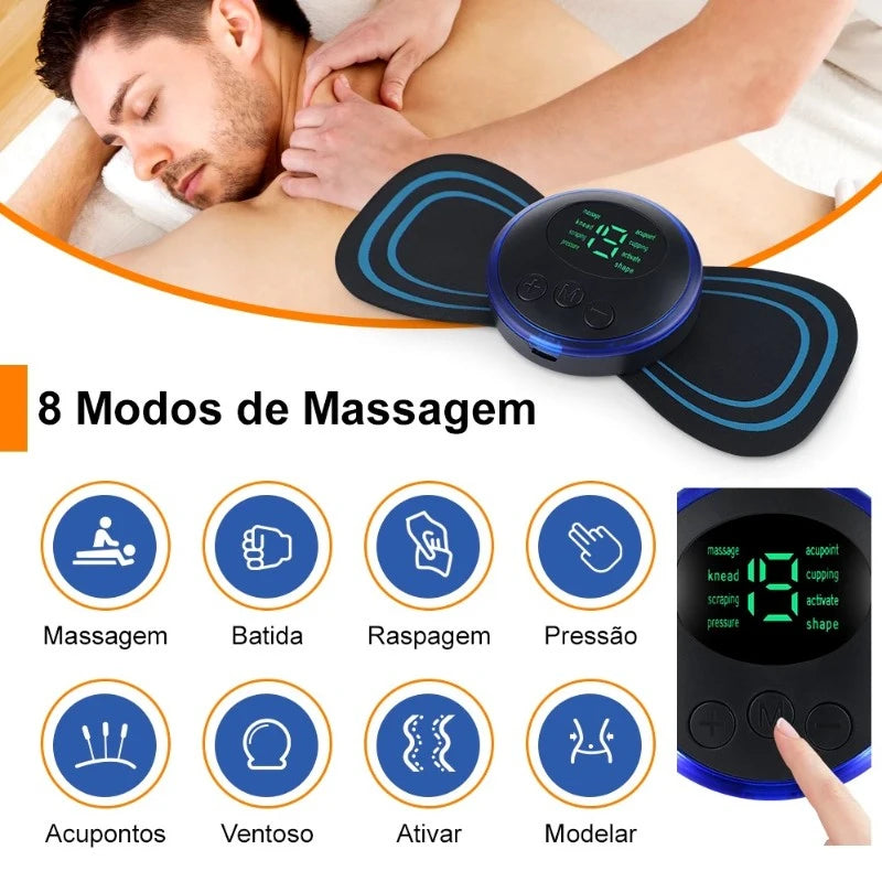 Mini Massageador EMS Estimulador Elétrico  Portátil Para Alívio Da Dor Muscular Cervical