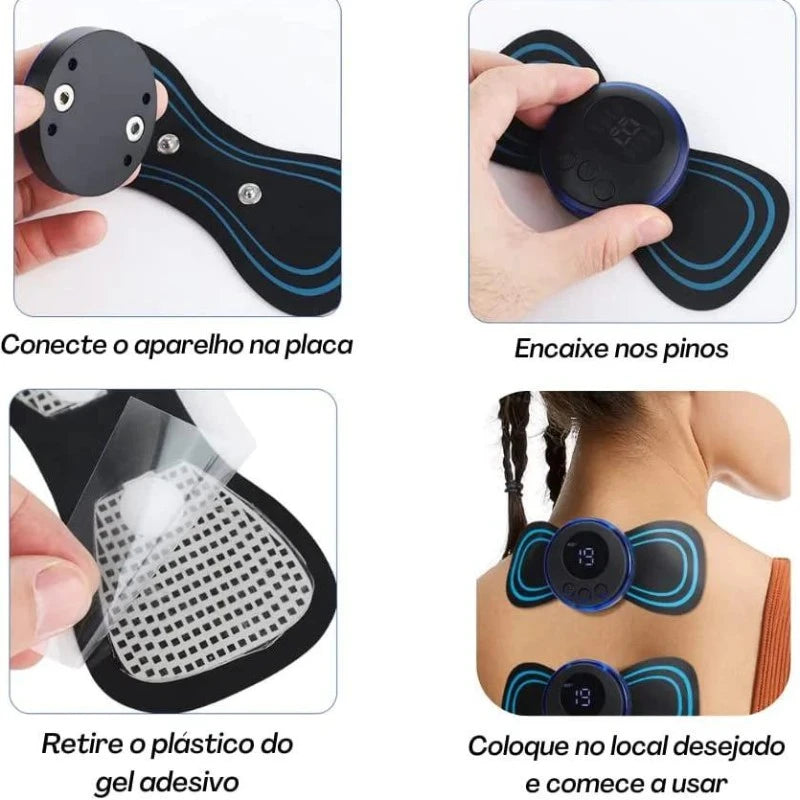 Mini Massageador EMS Estimulador Elétrico  Portátil Para Alívio Da Dor Muscular Cervical