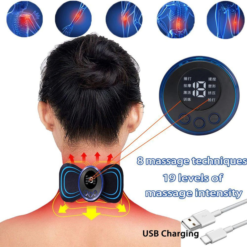 Mini Massageador EMS Estimulador Elétrico  Portátil Para Alívio Da Dor Muscular Cervical