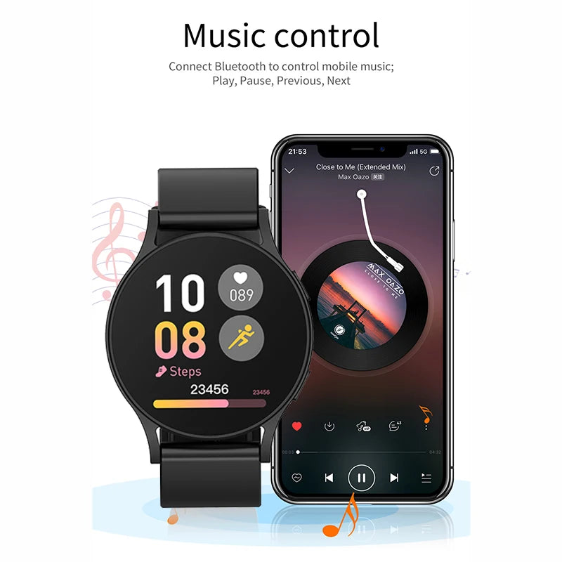 FILIEKEU Homens Mulheres Relógio Inteligente Bluetooth passo Sleep Monitor Passos Mens Smart Watch IP67 Impermeável Fitness Tracker Casual Preto Inoxidável Relógios Inteligentes para Android iOS